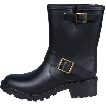 Black horse riding boot pvc rain boots for women