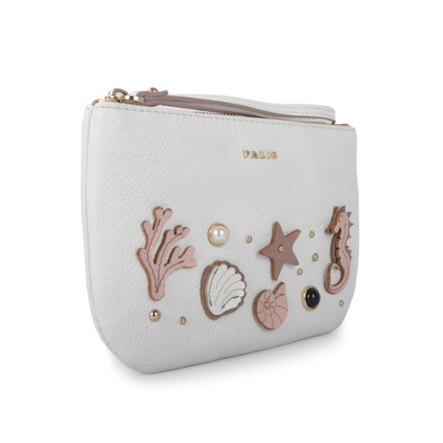 Pochette cosmetica con zip in pelle bicolore Celine