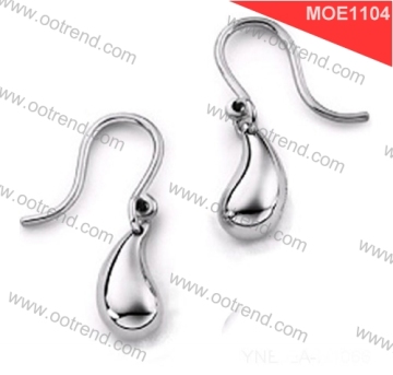Latest design water drop Silver color stainless steel high polishing ear ring models