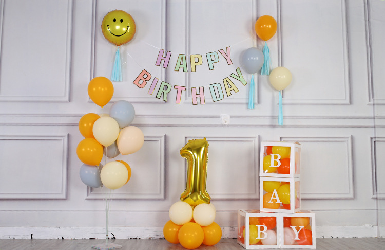 Baby Shower Balloons supply DIY A-Z Letter Balloons Box Transparent Name Box First 1st Birthday Party Decor Macaron Balloons Box