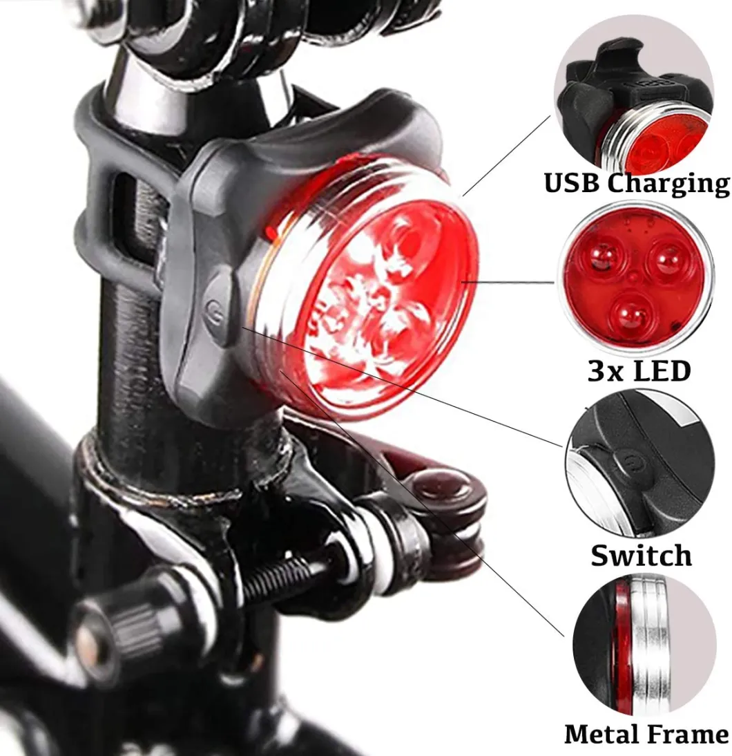 USB Bicycle Accessories LED USB Rechargeable Tail Rear Back Bike Road Laser Light Set