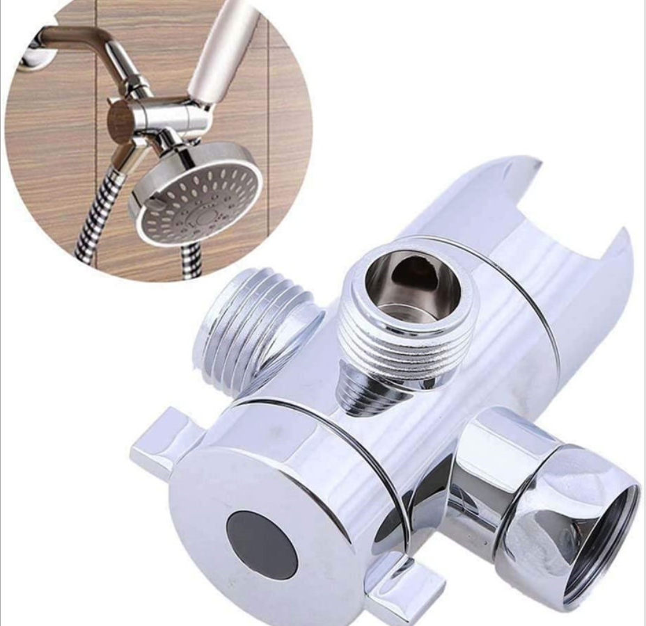 3-Way Adapter Diverter Valve Adjustable Shower Head Arm Mounted Diverter Valve Bathroom Plastic holder Accessory