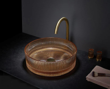 Custom Colorful Transparent Glass Bathroom Sinks - Tempered Glass Countertop Wash Basins