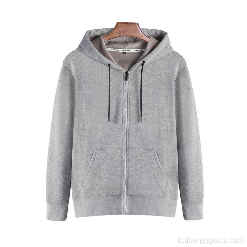 Wholesale personnalisé 100% coton unisexe zipper sweatshirt vêtements