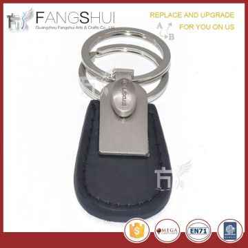 keychain lanyard and promotinal black pu leather keychain