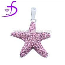 glued CZ silver handmade ocean plant starfish pink pendant