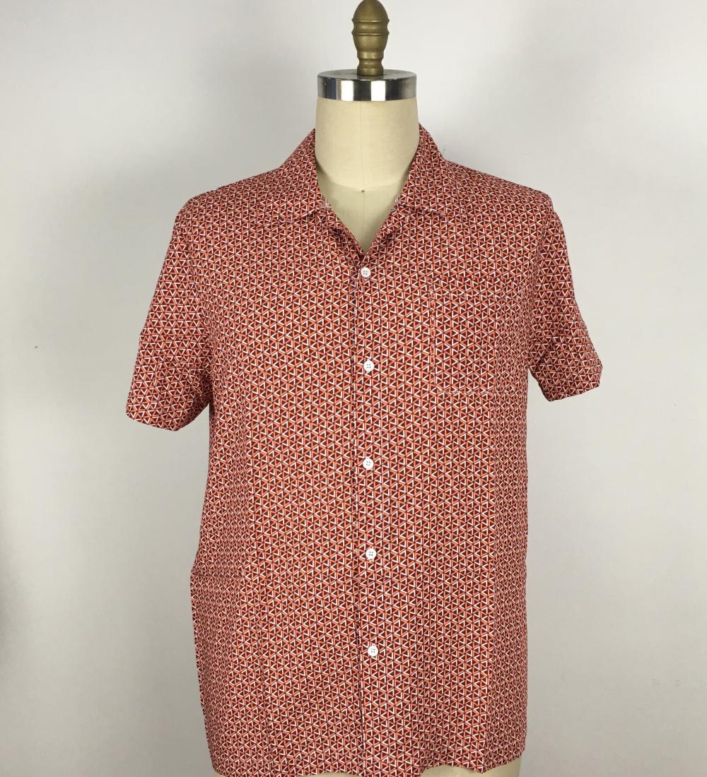 red triangle pattern loose style casual shirt