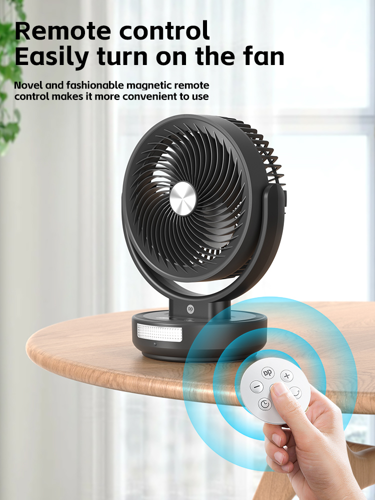 66-7643-5.5 Inch Rechargeable Table Fan with LED Light and Remote Control 66-7643-5.5 Inch Rechargeable Table Fan with LED Light and Remote Control