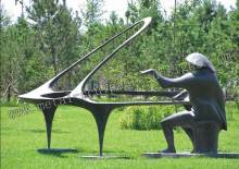 Copper Pianist Sculpture