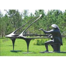 Copper Pianist Sculpture