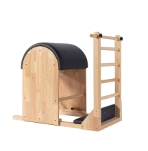 Adjustable Maple Wooden Ladder Barrel with Stable Base