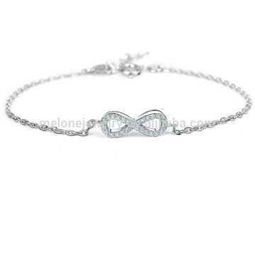 925 Sterling Silver Infinity Bracelet, Clear CZ 925 Silver Bracelet