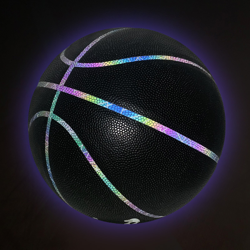 Holographic glowing reflective basketball ball