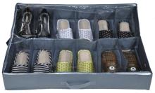 Grey 12 Compartments Underbed Shoe Box