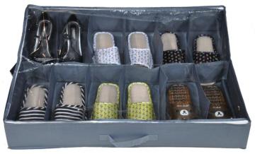 Grey 12 Compartments Underbed Shoe Box