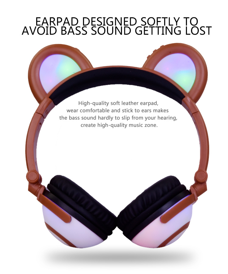 Colorful Flash Panda Ear Earphone Headphones