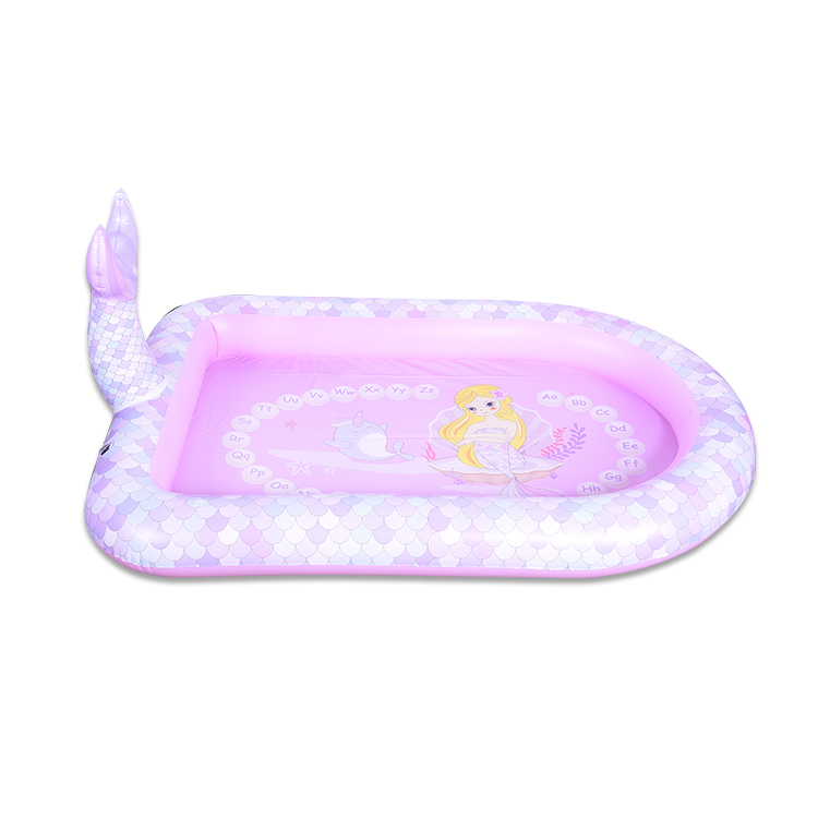 Pink sprinkler inflatable pool for children