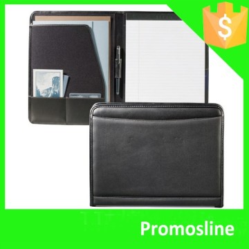 Hot Selling 4 ring leather embossed zip folder