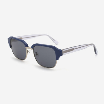 Rectangular Acetate And Metal Combined Male's Sunglasses 23A8053