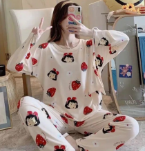 Women Long Sleeve Milk Silk Pajamas