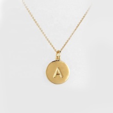 14 Carat Gold Personalized Circle Charm Pendant Necklace