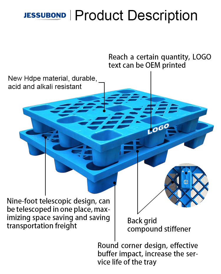 KELIGHT HDPE Single Side Stacking Plastic Pallet for Shop, Packing Tray/