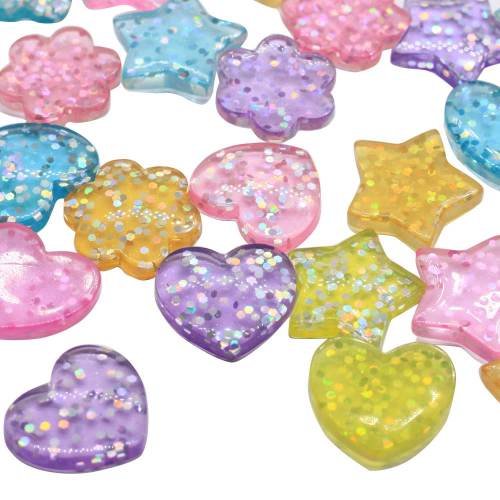 Mixed Resin Bling Glitter Herz Stern Blume Cabochon Flatback Dekoration Handwerk Verzierungen für Scrapbooking Diy Zubehör