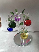The new design cheap crystal glass colorful apple tree for wedding gift