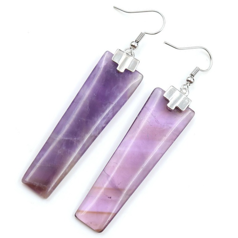 Pendientes de gota de cristal curativos Rectángulo Gemstone Gemstone Dangle Joyería para mujeres