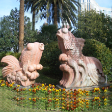 Carving garden large stone animal sculpture marble fish statue fountain