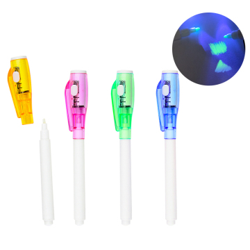 Secret UV Light Marker Invisible Ink Magic Pen - Multi-Function Highlighter with LED Light