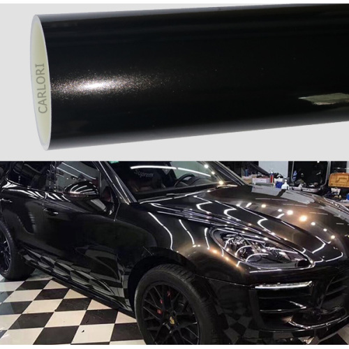 Metallic glanzend zwart goud auto wrap vinyl