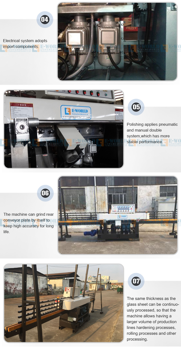 CE Standard 4 Motors Glass Straight Edging Machine For Grinding Edges