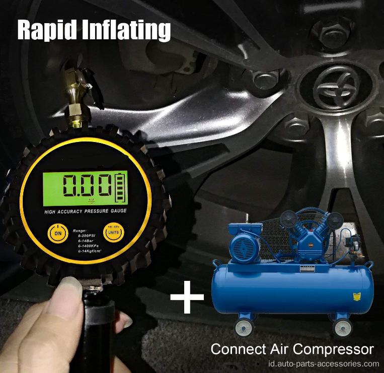 LED Light Digital Tire Inflator Gauge