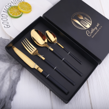 Stainless Steel Matte Gold Plated Flatware Set for Restaurants and Weddings