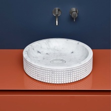 Single hole vessel sink bathroom natural stone marble wash basin