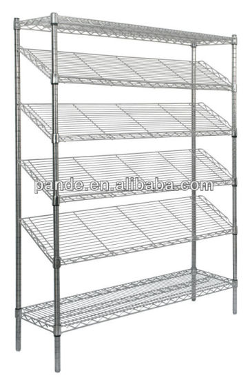 Kitchen display usage wire chrome sloping shelving storage shelf