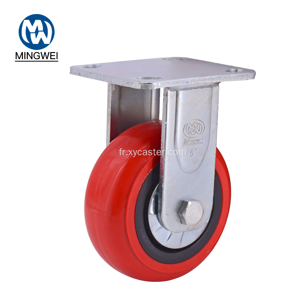 Roulette rigide en PVC robuste de 5 po, rouge