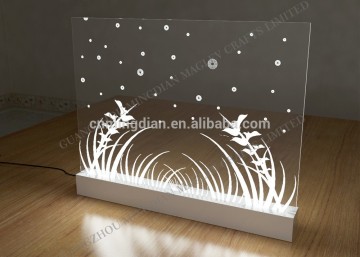Acrylic laser engraved sign with remote control,LED acrylic sign pop display stand,acrylic sign display stand with RGB