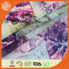 2014 new fashion digital effect chiffon butterfly print silk fabric