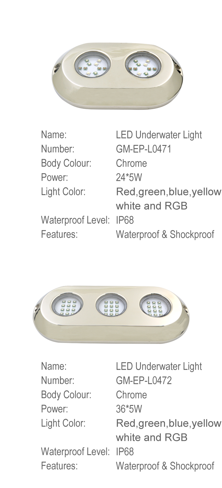 Genuine marine Marine Boat Yacht IP68 High Power Super Bright LED Underwater Light