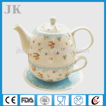 Promotional 3pcs bone china tea set with rose images