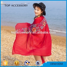 Trendy Embroidery Oblong Viscose Scarf Cotton Scarf