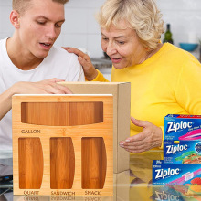 Customized Natural Bamboo Ziplock Bag Storage Organizer and Drawer Organizer Box