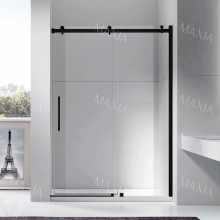 Black Bathroom large pulley sliding shower screen