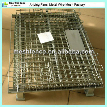 Zinc plated folding metal storage cage