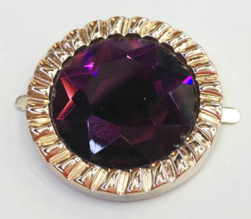 Metallic Base with Large Purple Glass Stone Centered Shoes Trims