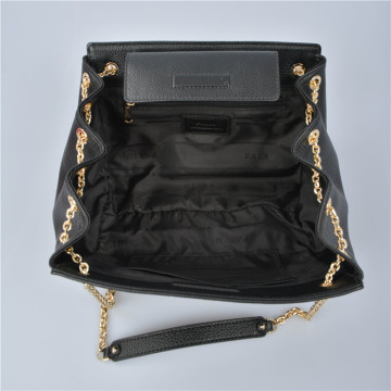 Exclusive Leather shoulder bag with double chain handles