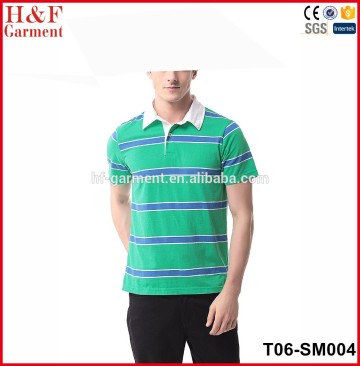 OEM polo t shirt for men's striped polo shirt in green