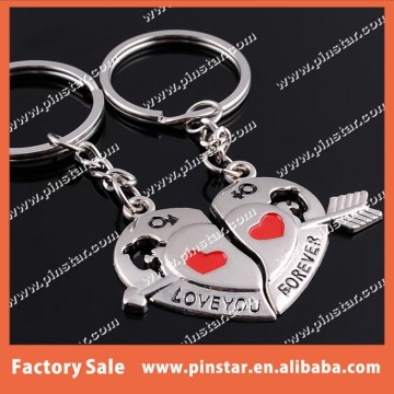 Creative Gifts Heart Shaped Metal Keychain Couple Love Key Ring